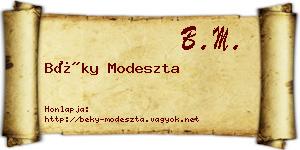 Béky Modeszta névjegykártya
